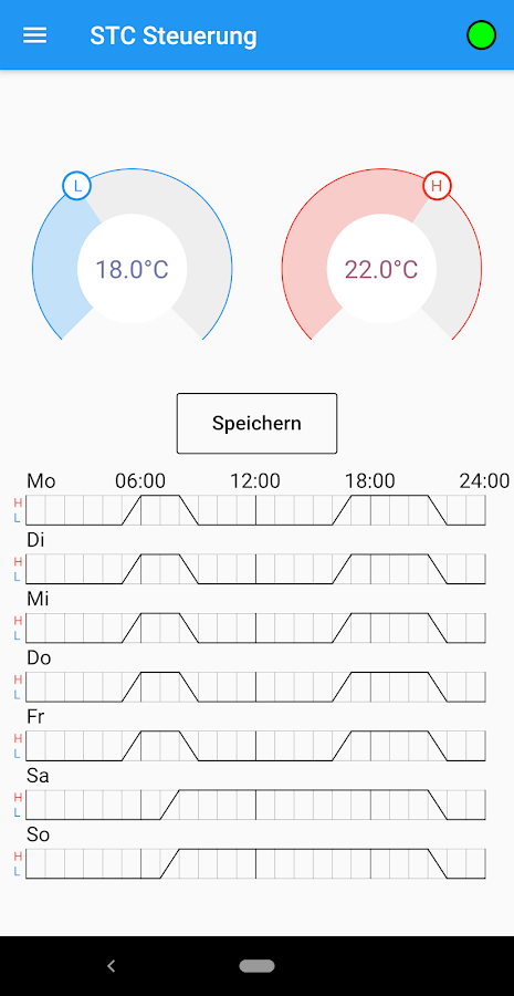 Screenshot der App-Steuerung